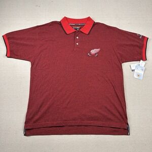 Vintage Hockey Rules Shirt Mens XL Detroit Redwings‎ NHL Golf Polo Y2K
